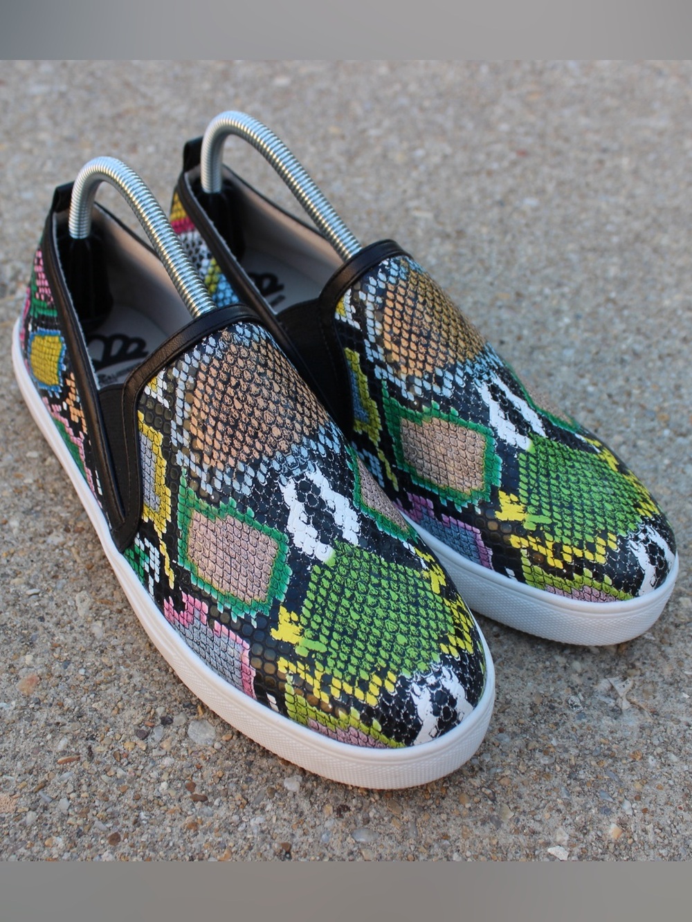 Fergalicious Multicolor Snake-Print Slip-On Sneakers Sz 9.5